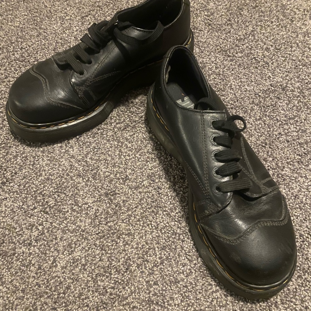 Black Leather 5 eye Doc Dr Martin 8651 Casual 1990s Y2K Oxfords Boots Shoes - Picture 2 of 5